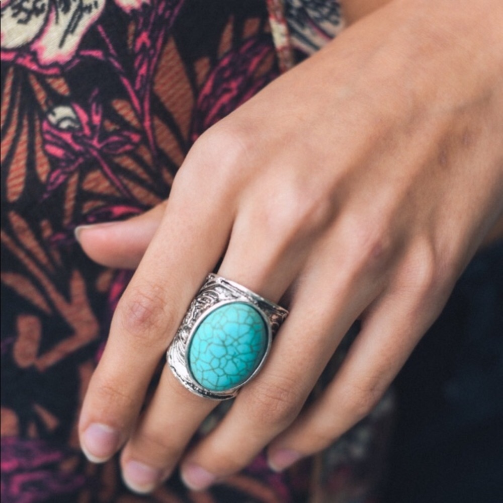New! Turquoise Stone Ring - Picture 1 of 8